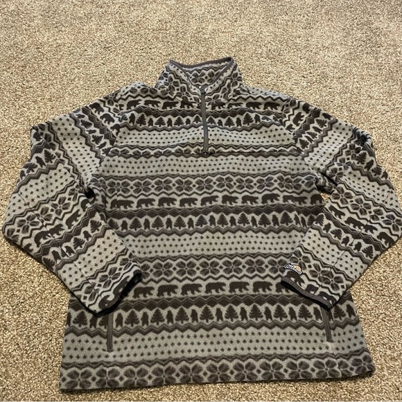 Chubbies The Bear Hug fair isle fleece quarter zip pull over large gray - Picture 2 of 6